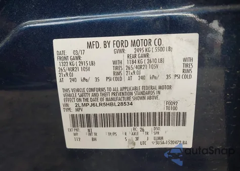 2017 Lincoln Mkx Reserve из США, поврежденный, VIN 2LMPJ6LR5HBL28534